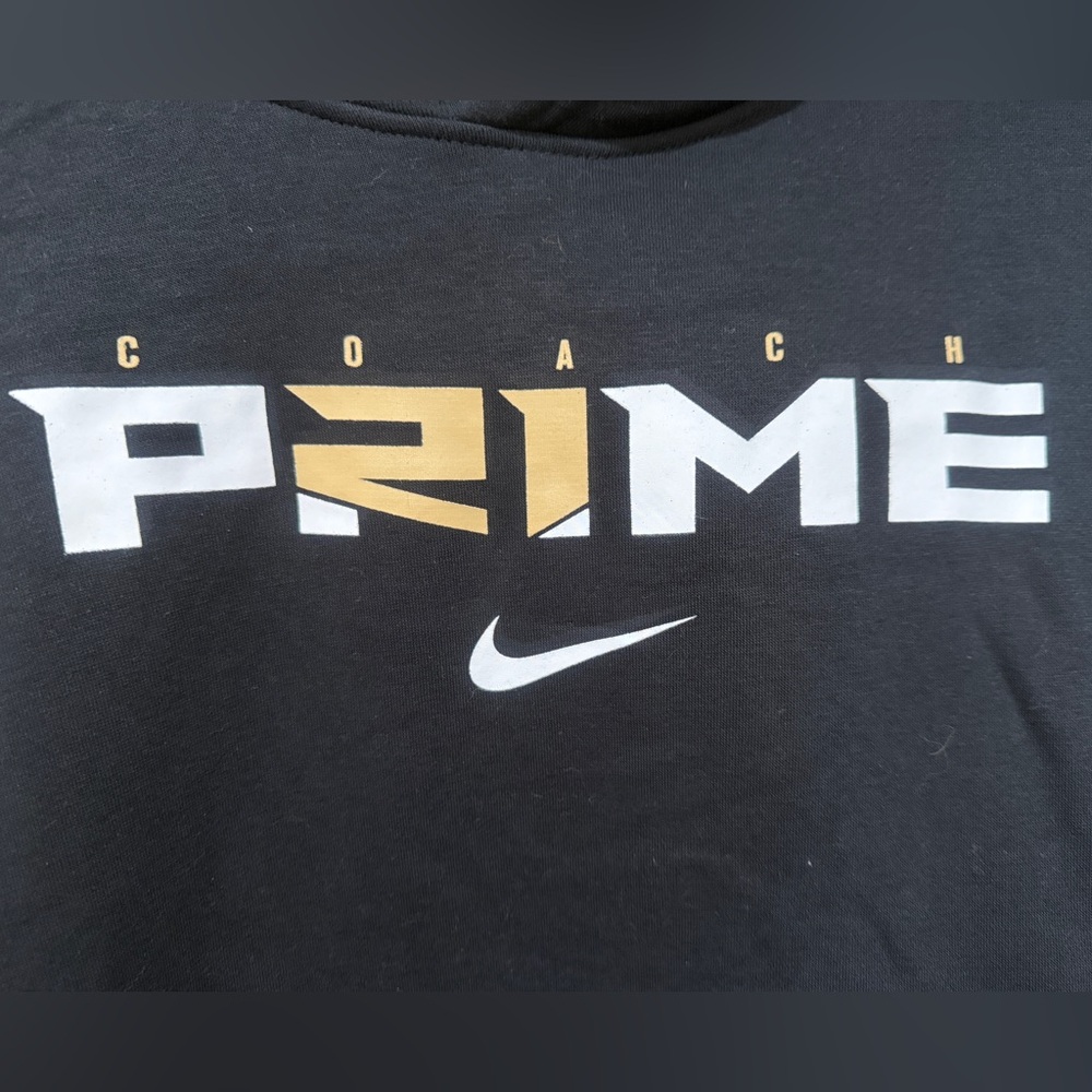 Nike COACH PRIME 21 Black and Gold Club Fleece Hoodie